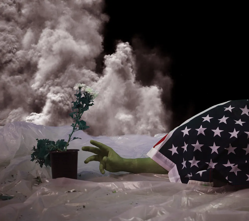 American flag sculpture
