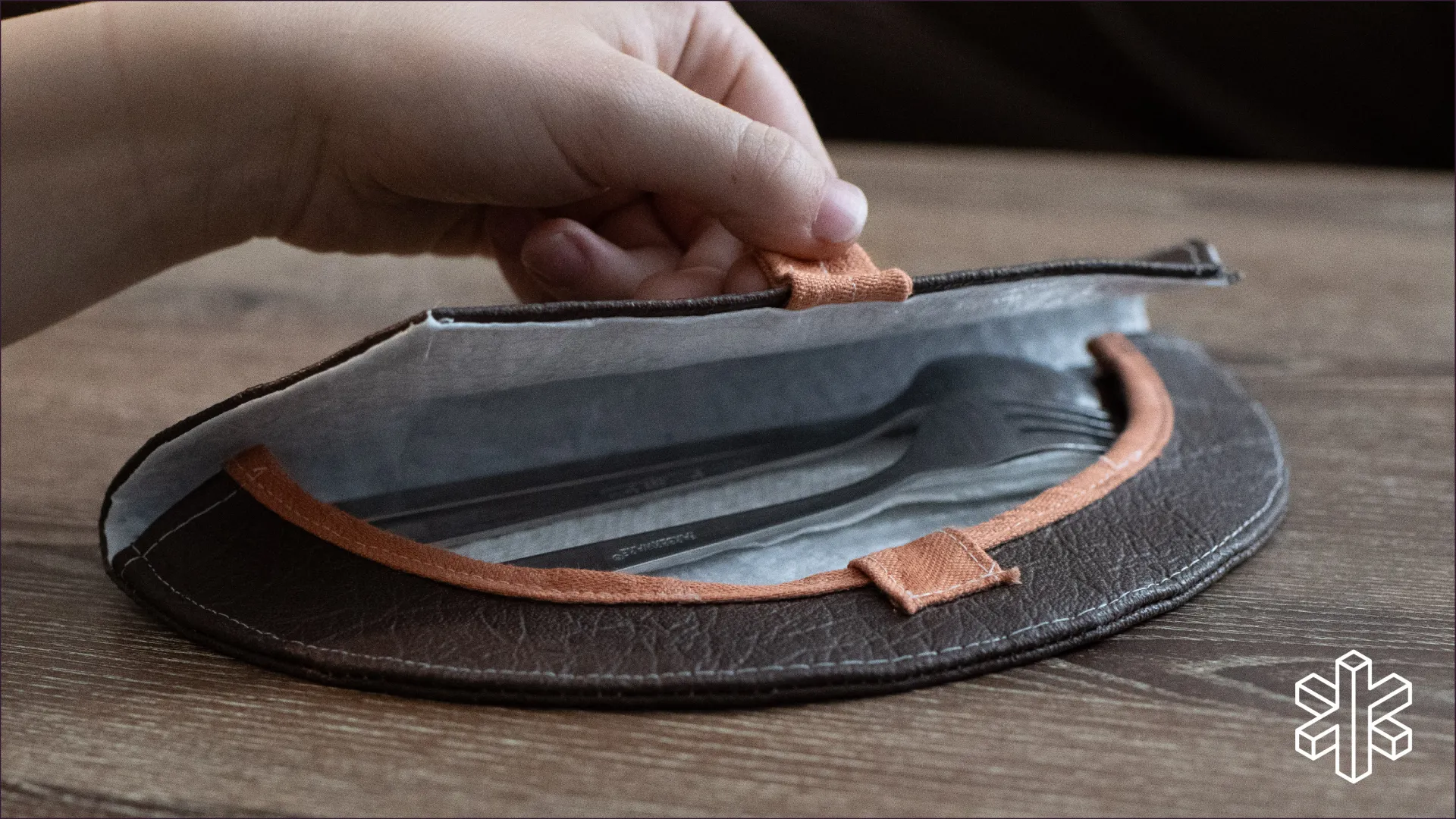 Felt pouch containing silverware