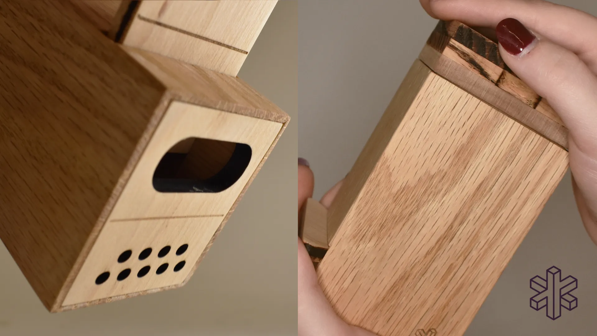 close up of wooden spice container