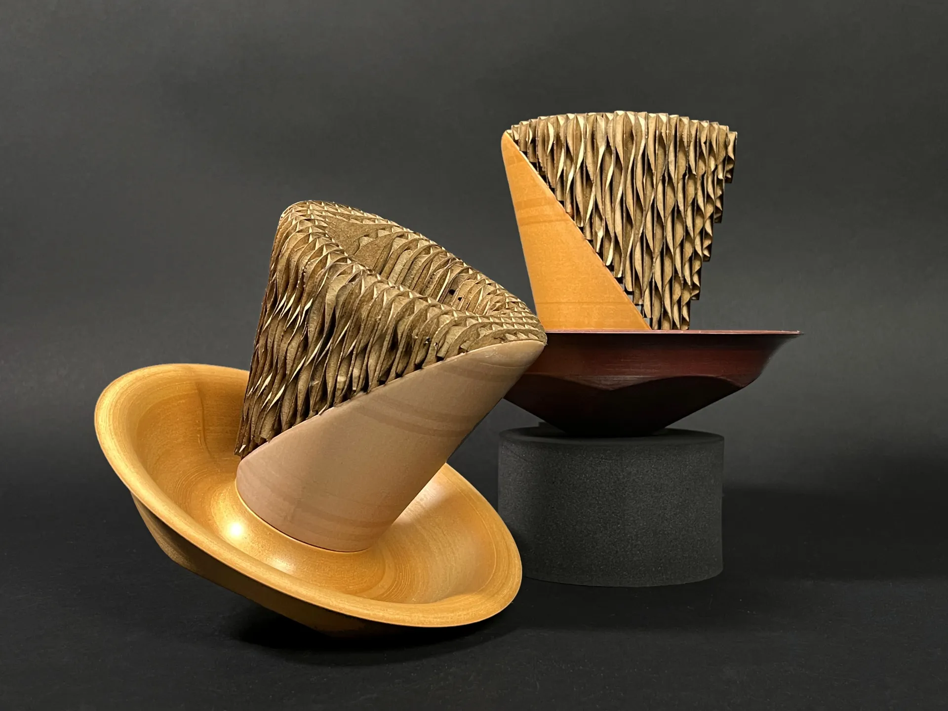 side view of cups made of half cardboard