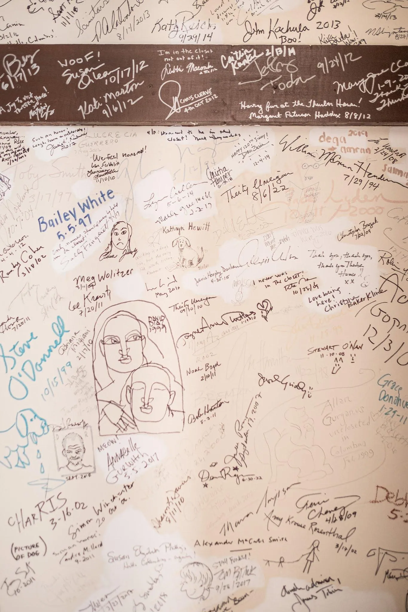 wall with notes and drawings 