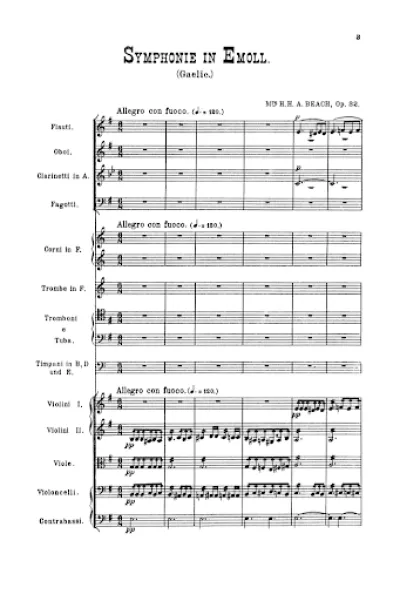 Sheet music titled "Symphonie in Emoll (Gaelic)"