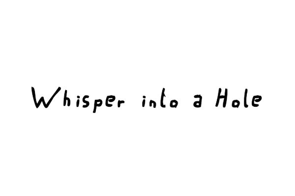 A white background with black text reads "Whisper into a Hole"