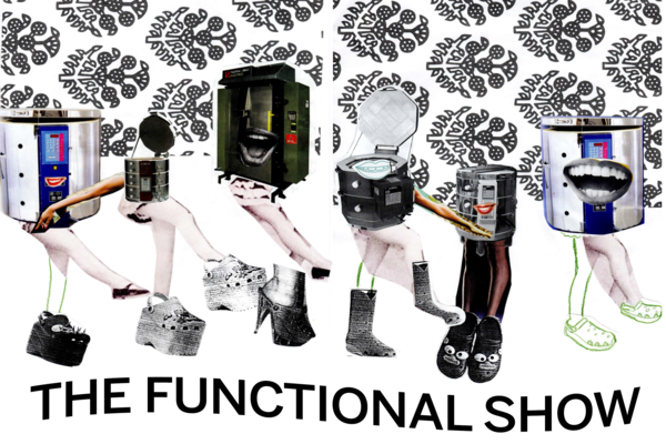 The Functional Show with images of coffee machines with human legs and shoes