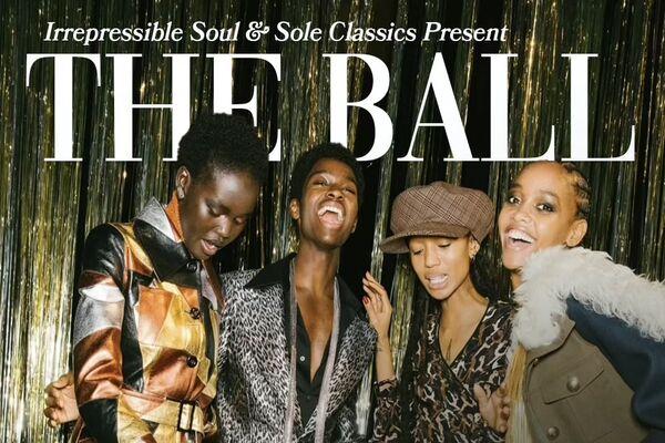 Irrepressible Soul and Sole Classics Present THE BALL in the style of a magazine cover with four fashionably dressed people on the cover