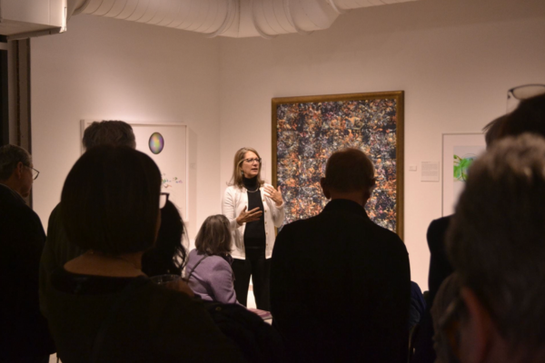 Janice Glowski giving a curator walk-through of the Csuri exhibition