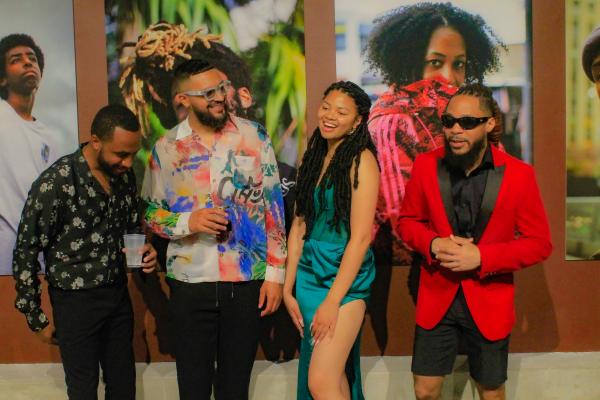 Dr. Terron Banner (right) alongside Iyana Hill, Mario Hairston, and Chris Hearn—all founding members of the Irrepressible Soul Collective—at the Irrepressible Soul fashion ball in June 2023