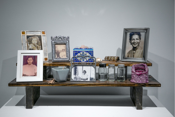 Altar with photographs and candles