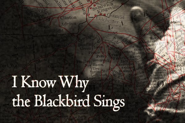 i know why the blackbird sings over a map with a face and hand
