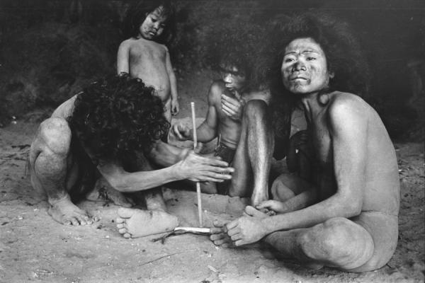 Image of John Nance: "Making a Fire," black and white photography, 1972-1974