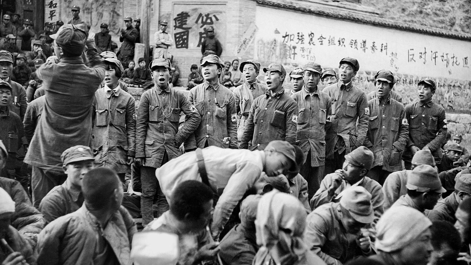 Japanese Captives Singing as They Express Gratitude to Their Communist Captors before Release, 1938