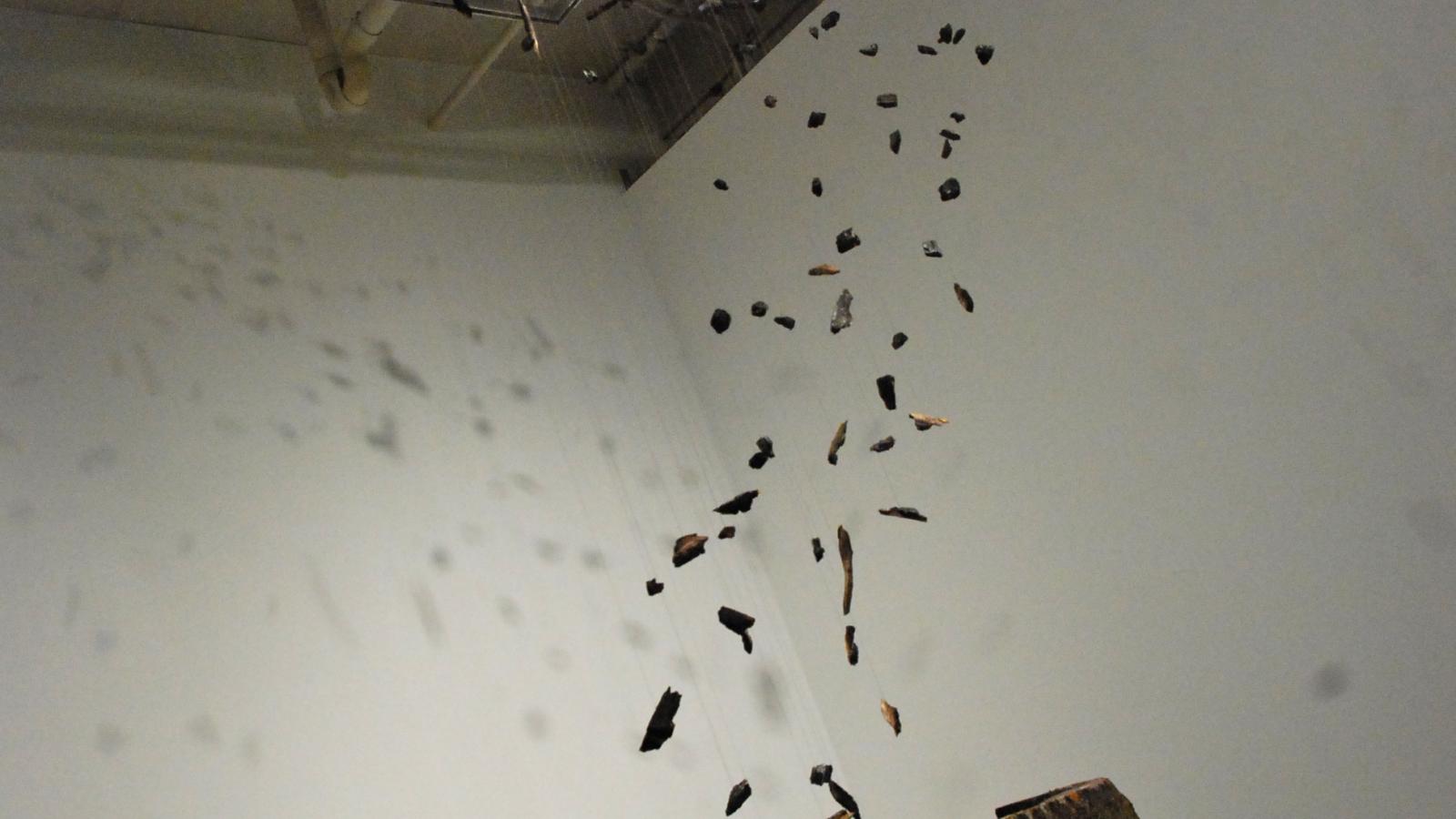 Image of Kade Conklin: "Gentle Dissolve," white oak, black thread, 2013