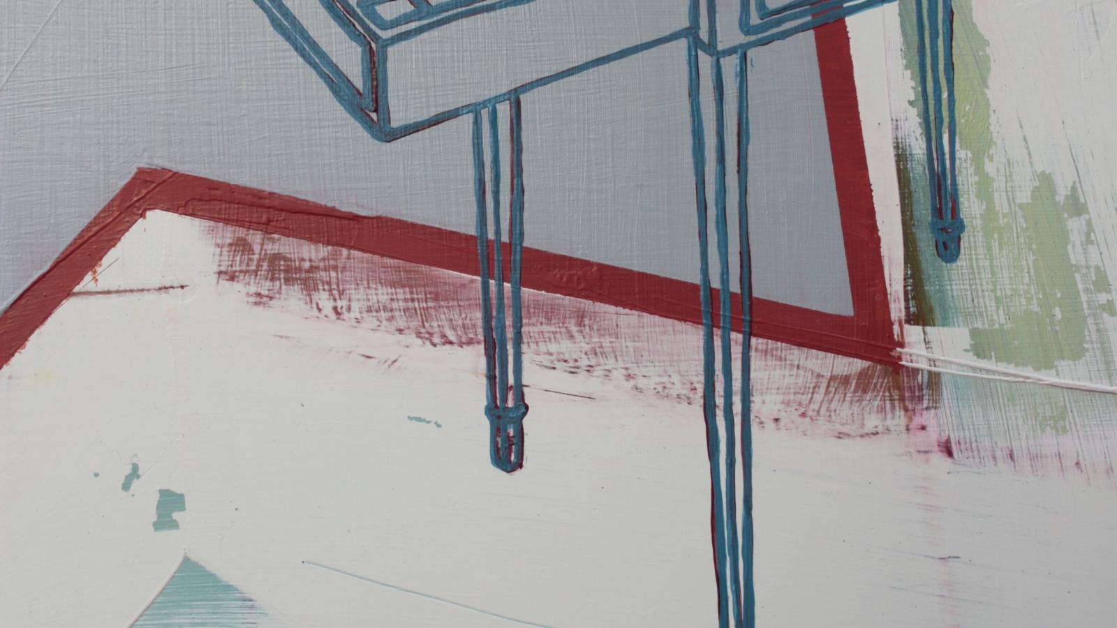 Image of Moyra Derby: "PTS template 6 (detail)", leaning panels, oil on acrylic sheet, 2013