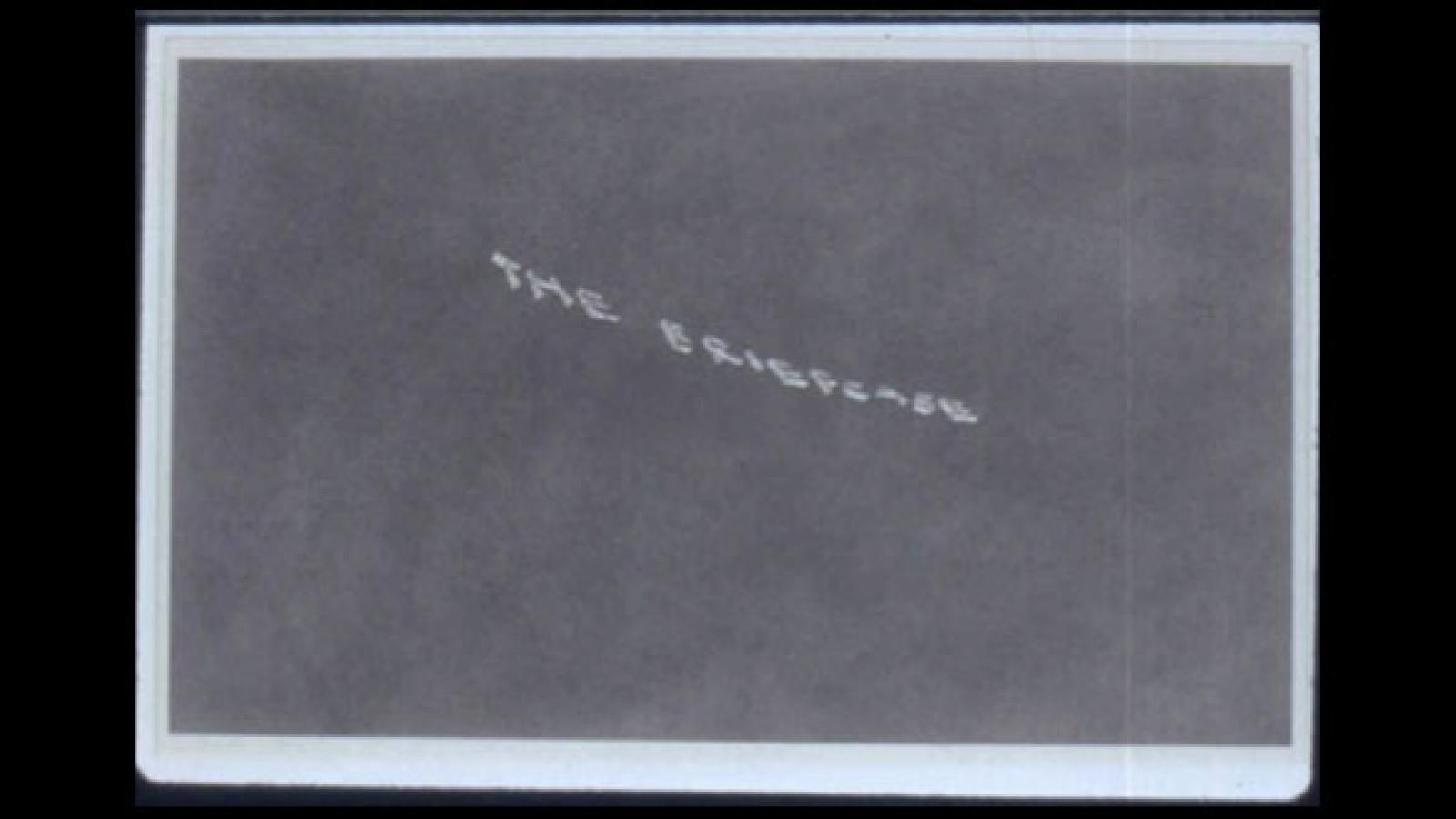 Ed Ruscha, The Briefcase, 1973, gunpowder on paper, 13 x 21 1/2 inches (33 x 54.6 cm) The Museum of contemporary Art, Los Angeles, partial and promised gift of Blake Byrne. Image Copy-write Ed Ruscha.